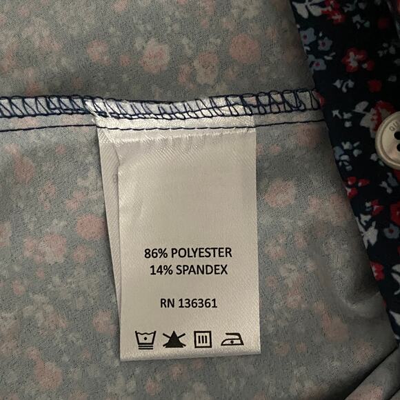 Quieti Performance Men's Shirt Small Short Sleeve Button-Up Navy Blue Floral NEW - Picture 10 of 12
